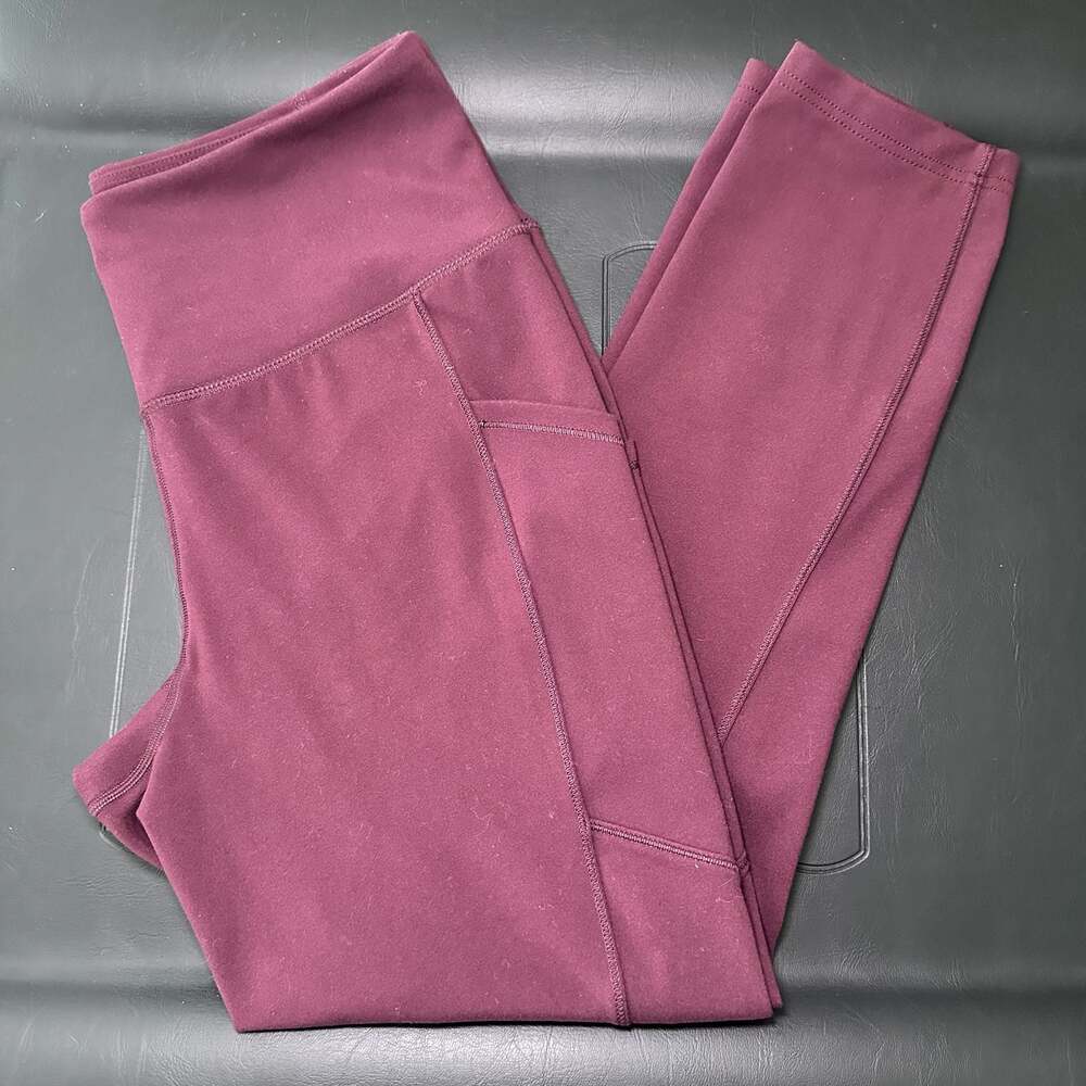 Banana Republic Maroon High-Rise Cropped Leggings with Side Pockets - L